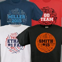 Basketball Word-Art Personalized T-Shirt