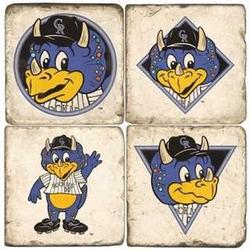 Colorado Rockies Dinger Marble Coasters with Stand