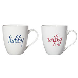 Hubby and Wifey Coffee Mugs in White