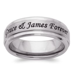Mens Tungsten Personalized Top-Engraved Polished and Satin Band