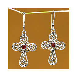 'Floral Cross' Dangle Earrings
