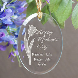 Mother's Day Personalized Oval Glass Ornament