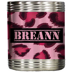 Personalized Pink Leopard Print Beer Can Koozie