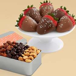 Snack Lover's Nut Trio & 6 Salted Caramel Strawberries Gift Box