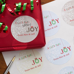 Personalized Holiday Joy Christmas Gift Stickers
