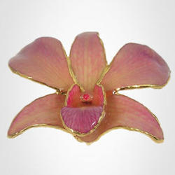 Orchid Pendant / Brooch with 24kt Gold