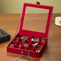 Red Jewelry Box with Window Lid