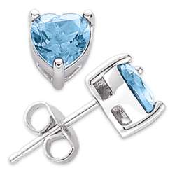 Sterling Silver Blue Topaz Heart Earrings