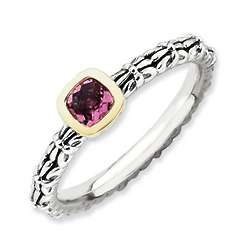 Pink Tourmaline Ring in Sterling Silver And 14k Gold