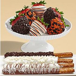 Halloween Caramel Pretzels and Chocolate-Dipped Strawberries