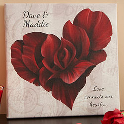 Small Personalized Flower Petal Heart Romantic Canvas Print