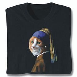 Famous Art Cat with Pearl Earring T-Shirt