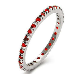 Ruby Cubic Zirconia Sterling Silver Stackable Eternity Band