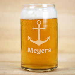 Personalized Anchor Beer Can Glass
