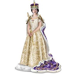 Queen Elizabeth Coronation Sculpture with Glass Mosaic Dress