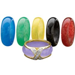 Multicolor Jade Changeable Ring Set