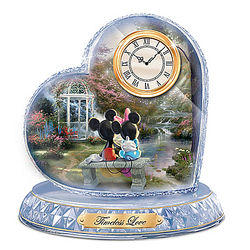 Thomas Kinkade and Disney Timeless Love Crystal Heart Clock