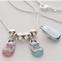 Engraved Baby Bootie Necklace