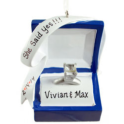 Personalized She Said Yes Engaged Ring in Box Ornament
