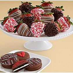 4 Valentine's Oreo Cookies and Dozen Valentine's Strawberries
