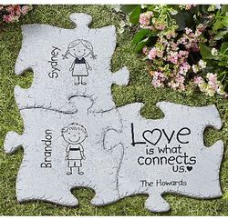 Personalized Connected with Love Puzzle Garden Stone