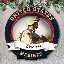 Personalized US Marines Picture Frame Ornament