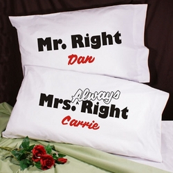 Mr. and Mrs. Right Pillowcase Set