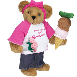 15" Teddy Bear-foot & Pregnant with Pink Roses