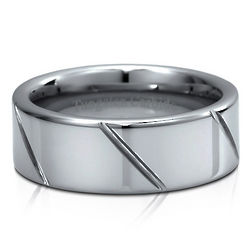 Polished Comfort Fit Cut Design Tungsten Carbide Men's Ring Band