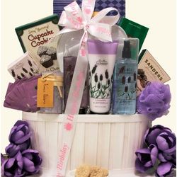 Lavender Spa Pleasures Birthday Bath and Body Spa Gift Basket