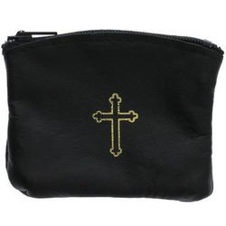 Black Leather Rosary Case