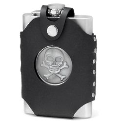 Flask with Skull and Cross Bones Holster