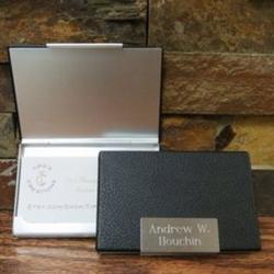 Personalized Leather and Stainless Steel Business Card Case