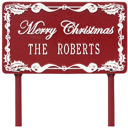 Personalized Merry Christmas Aluminum Lawn Plaque