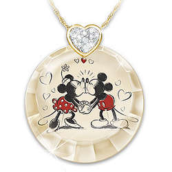Smooching Mickey and Minnie Mouse Pendant Necklace