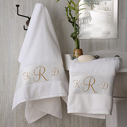 White Cotton Monogrammed Bath Towel Set