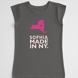 Girl's Personalized Made In States T-Shirt