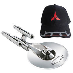 Stainless Steel Starship Enterprise Pizza Cutter & Klingon Hat