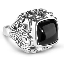 Silver Onyx Bold Ring