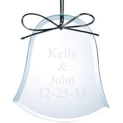 Personalized Clear Glass Beveled Bell Ornament