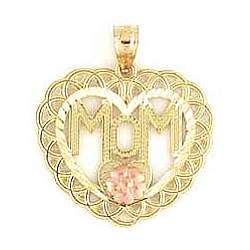 14k Rose & Yellow Gold Mother's Heart Pendant