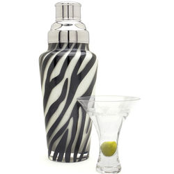 Zebra Striped Glass Cocktail Shaker