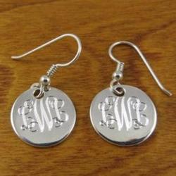 Sterling Silver Circle Monogram Earrings