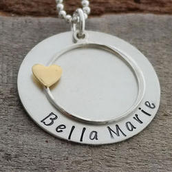 Hand Stamped Circle of Love Necklace