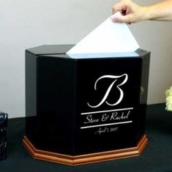 Black Painted Glass Gift Cards Box
