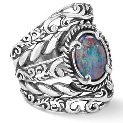 Silver Filigree Rope Opal Ring