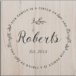 Personalized Family Circle 16" Wood Wall Canvas Print