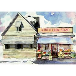 Country Cottage and Store Personalized Art Print