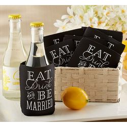 12 Eat, Drink, and Be Married Collapsible Cold-Can Koozies