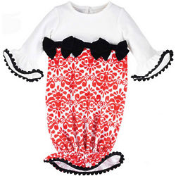 Red Damask Infant's Sleep Gown